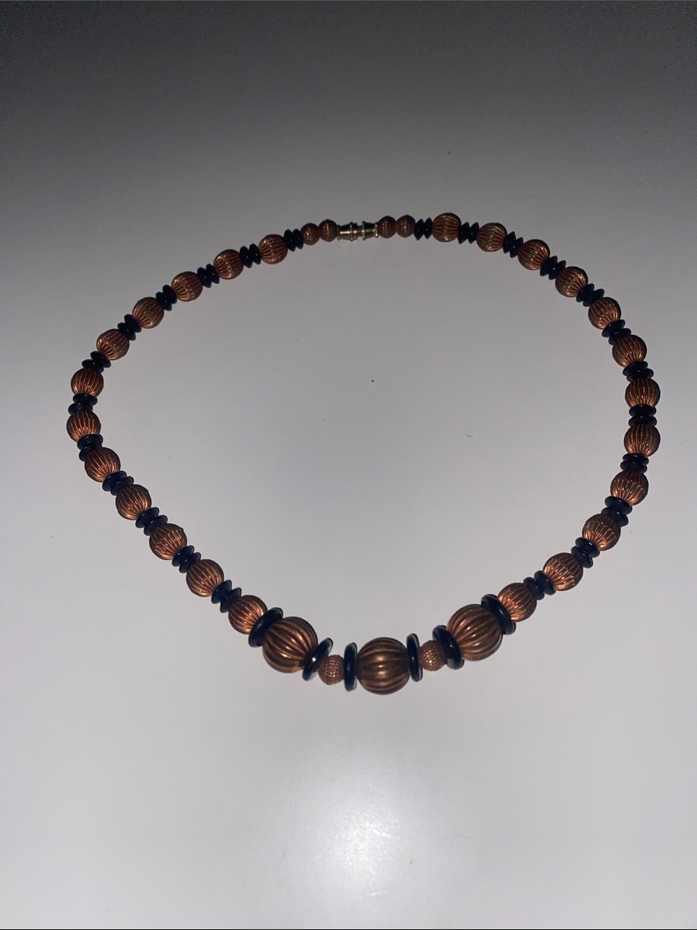 Handcrafted Copper-Tone and Black Beaded Necklace